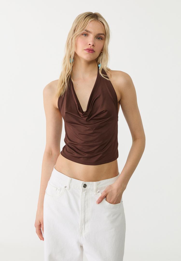 top halter escote fluido
