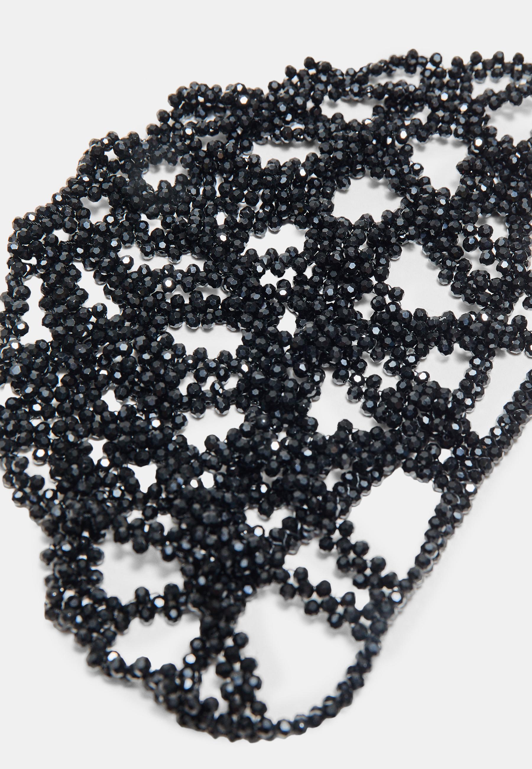 Beaded mesh cap — Black