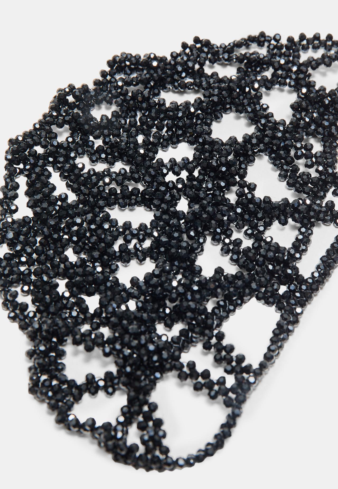 Mesh cap with beads — Black