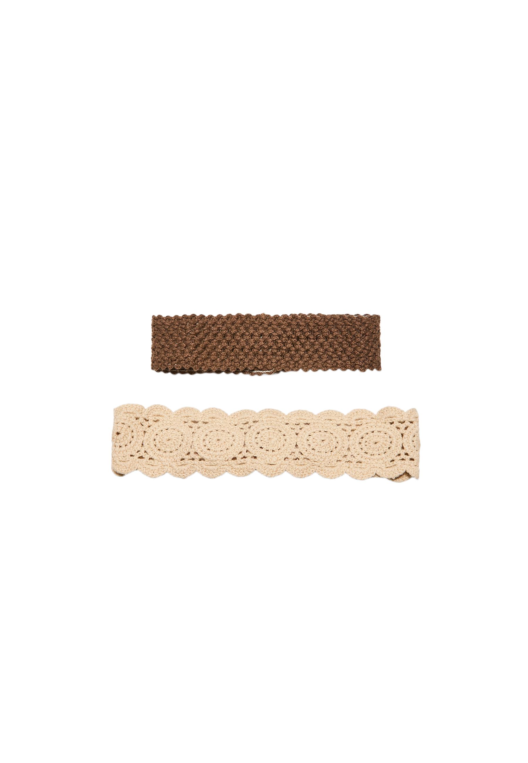 Set of 2 crochet fur hair ties — Ecru