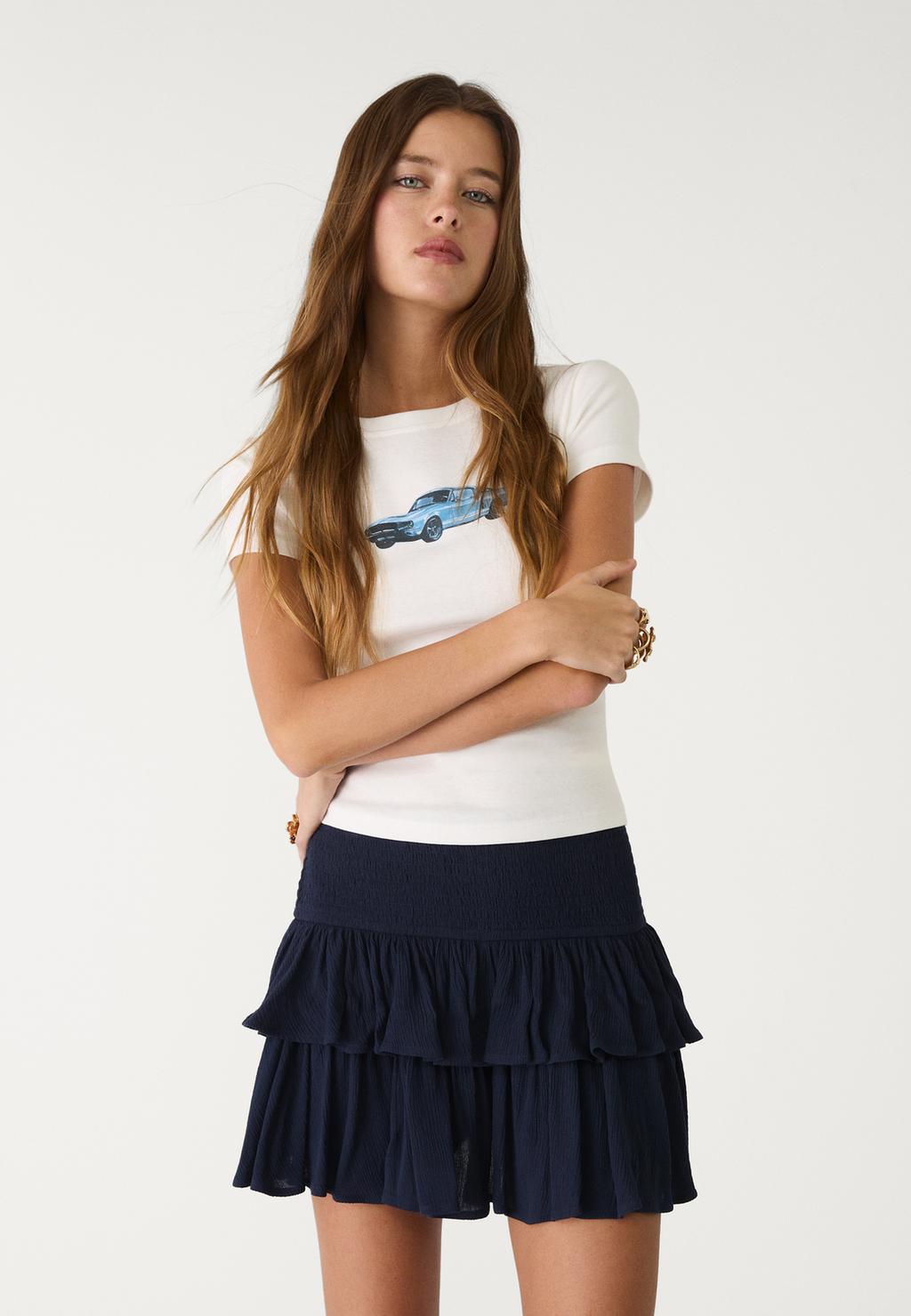 Falda pantalón mini volantes