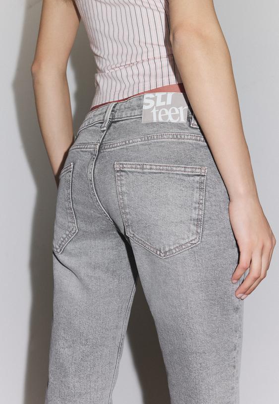 Stradivarius Low Waist Boot-Cut Jeans Black Denim Wash 8