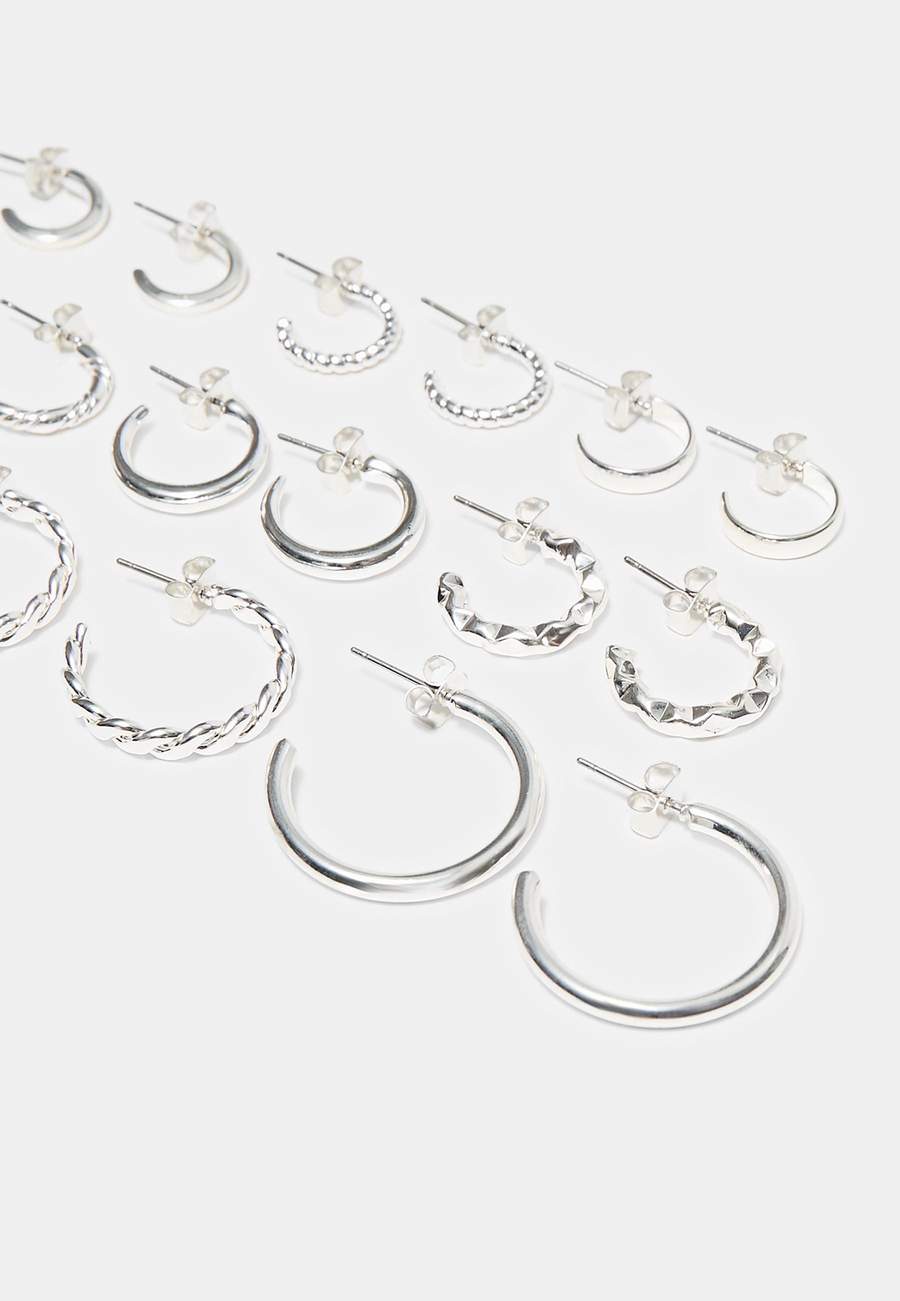 Set of 9 hoop earrings — Grey