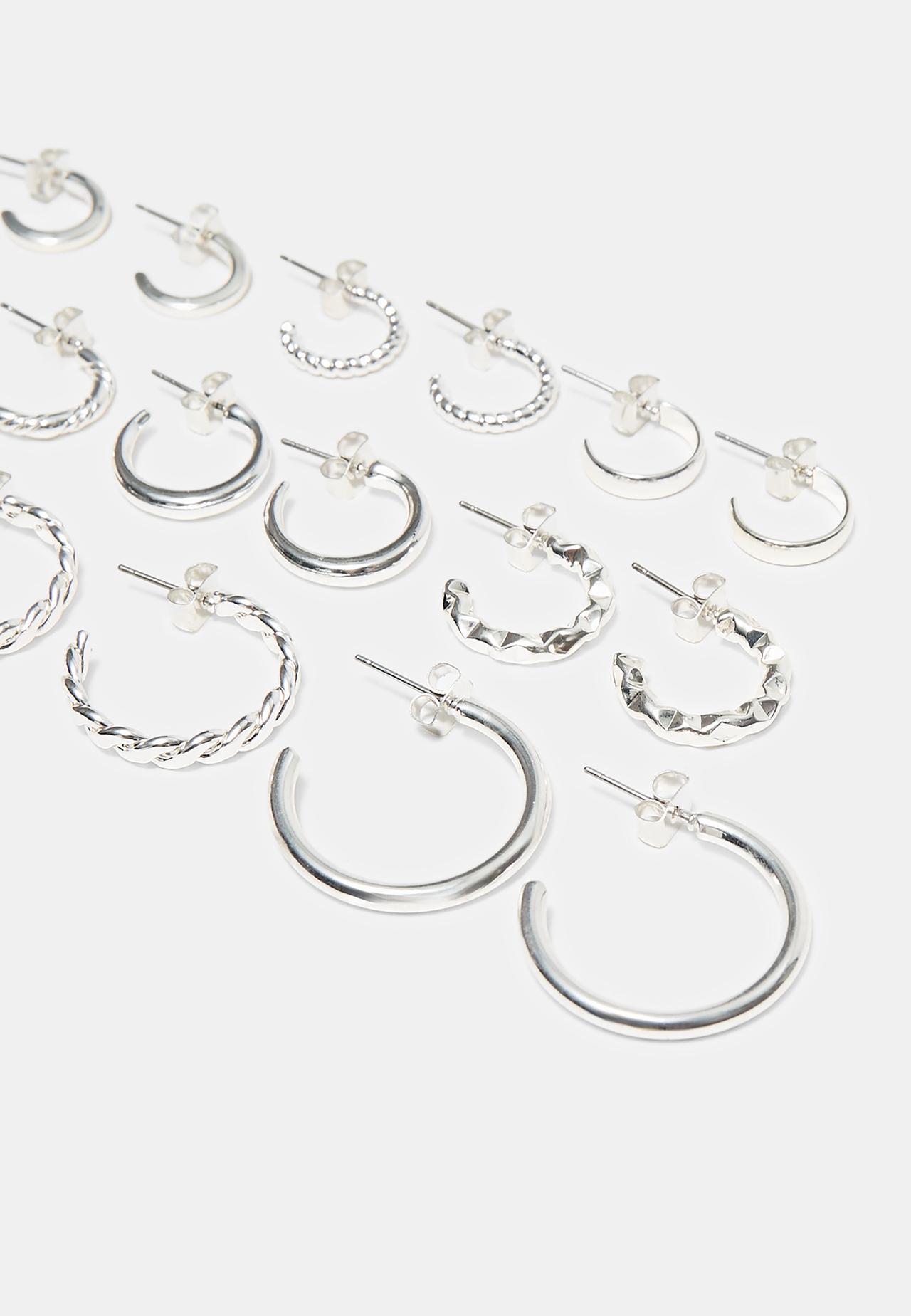 Set of 9 hoop earrings — Grey