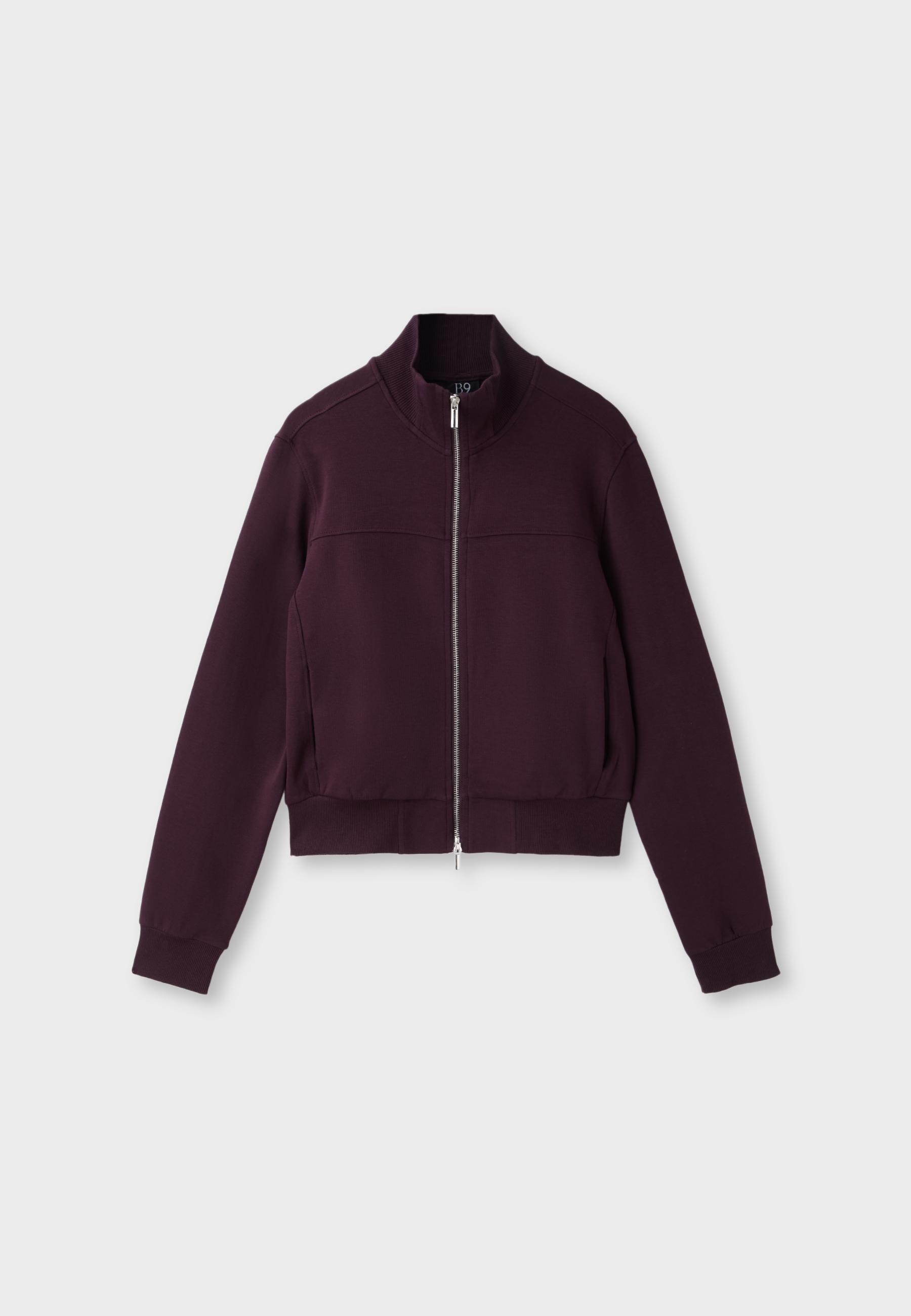B09 Cropped High-Neck Zip-Up Sweatshirt — Dark purple