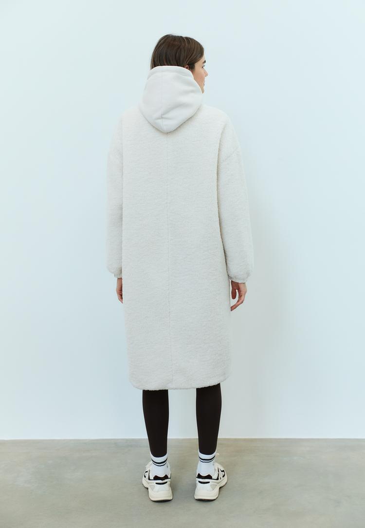 manteau long effet peau de mouton