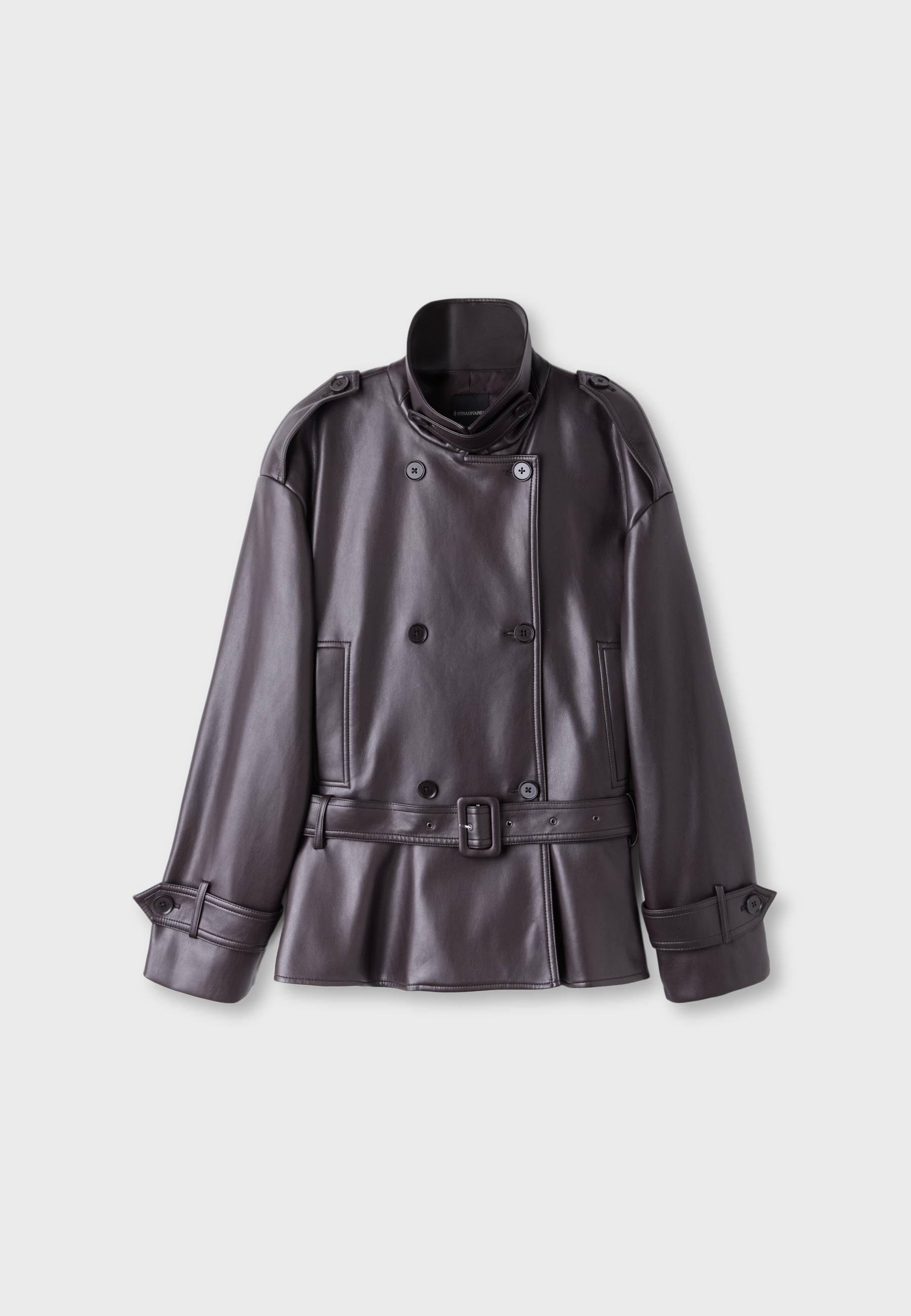 Stradivarius Peplum suni deri trençkot görsel 6