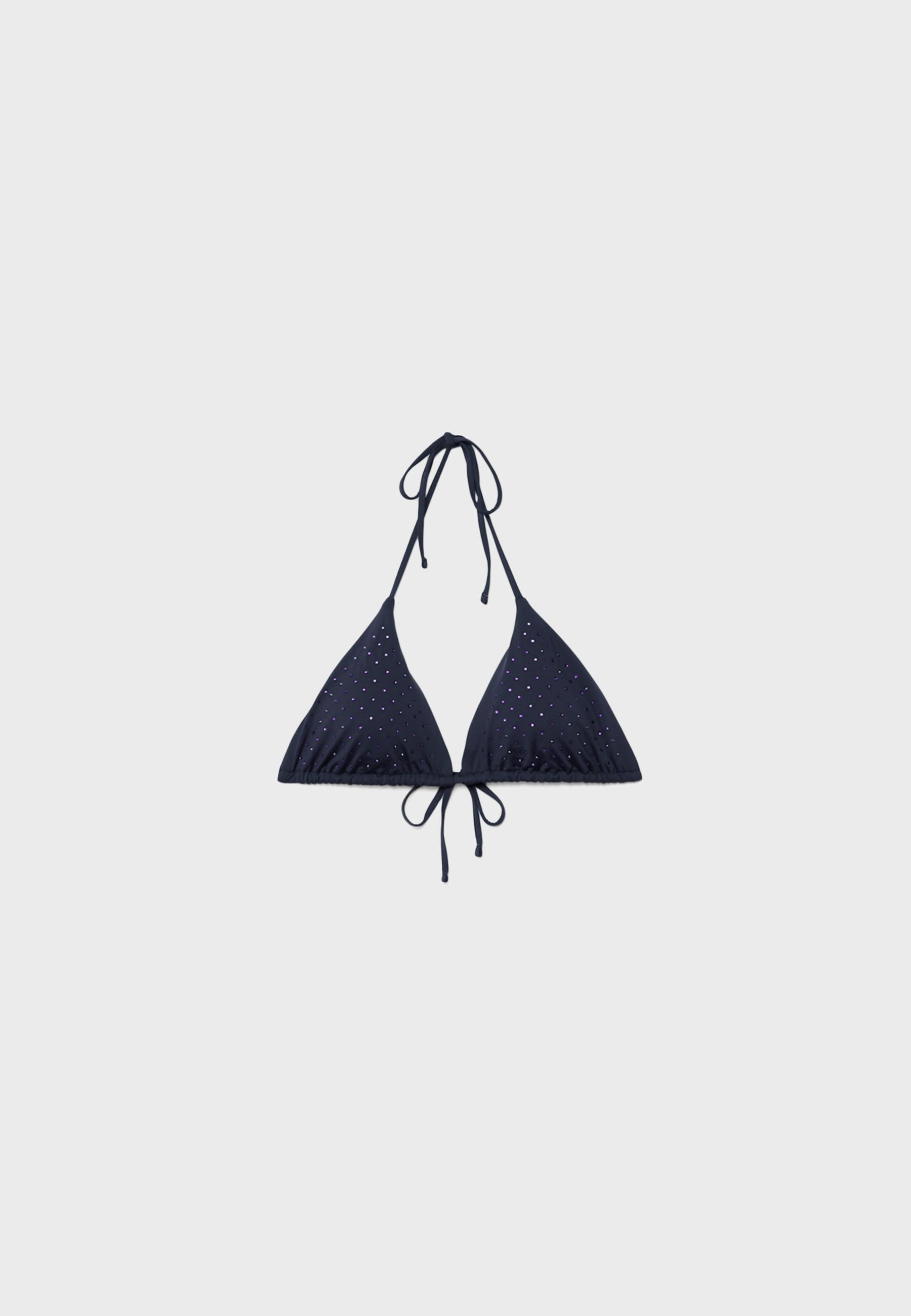 Shimmery triangle bikini top — Dark blue