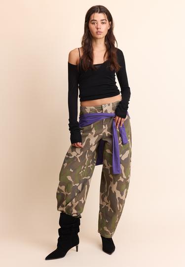 Barrel fit jeans with adjuster — Khaki 1