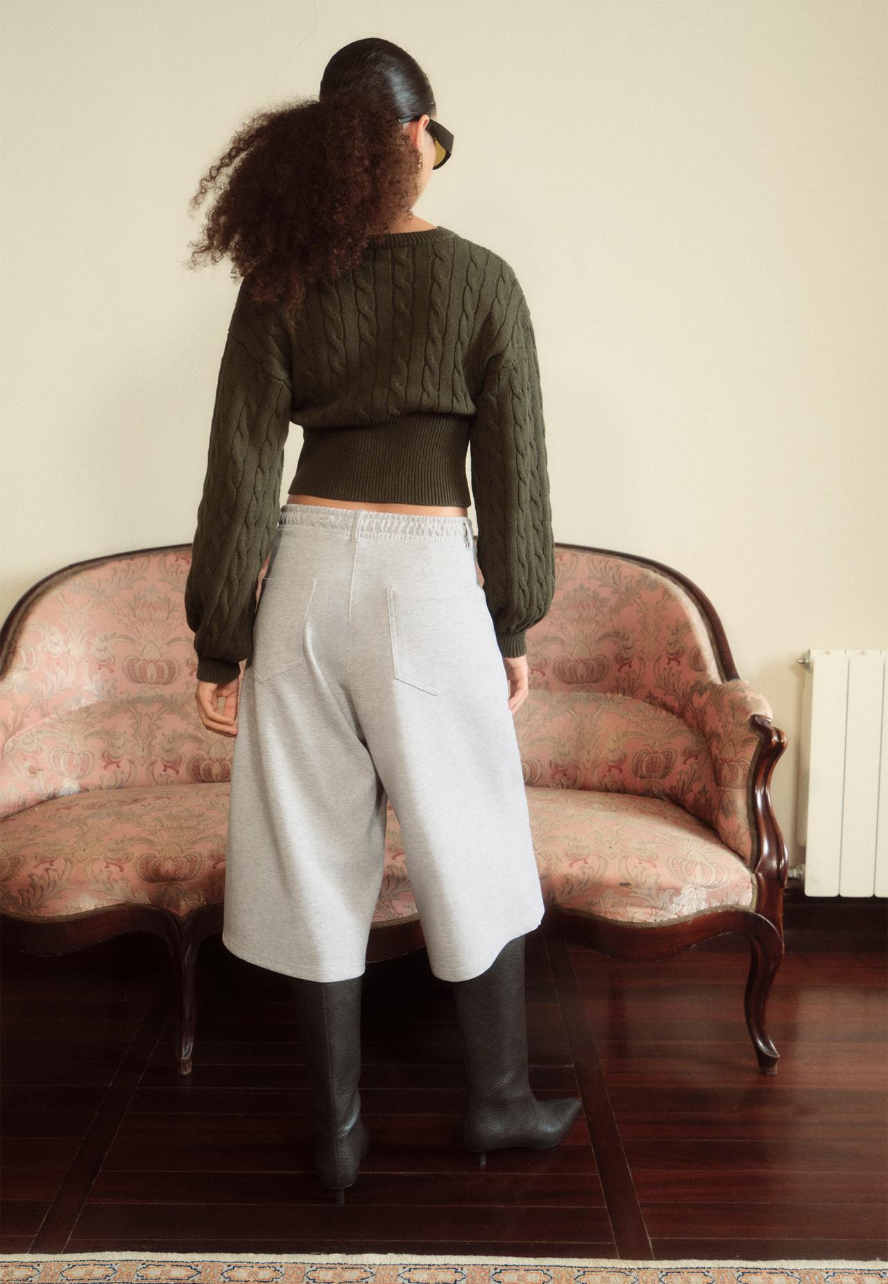 Fleece Bermuda shorts — Grey melange