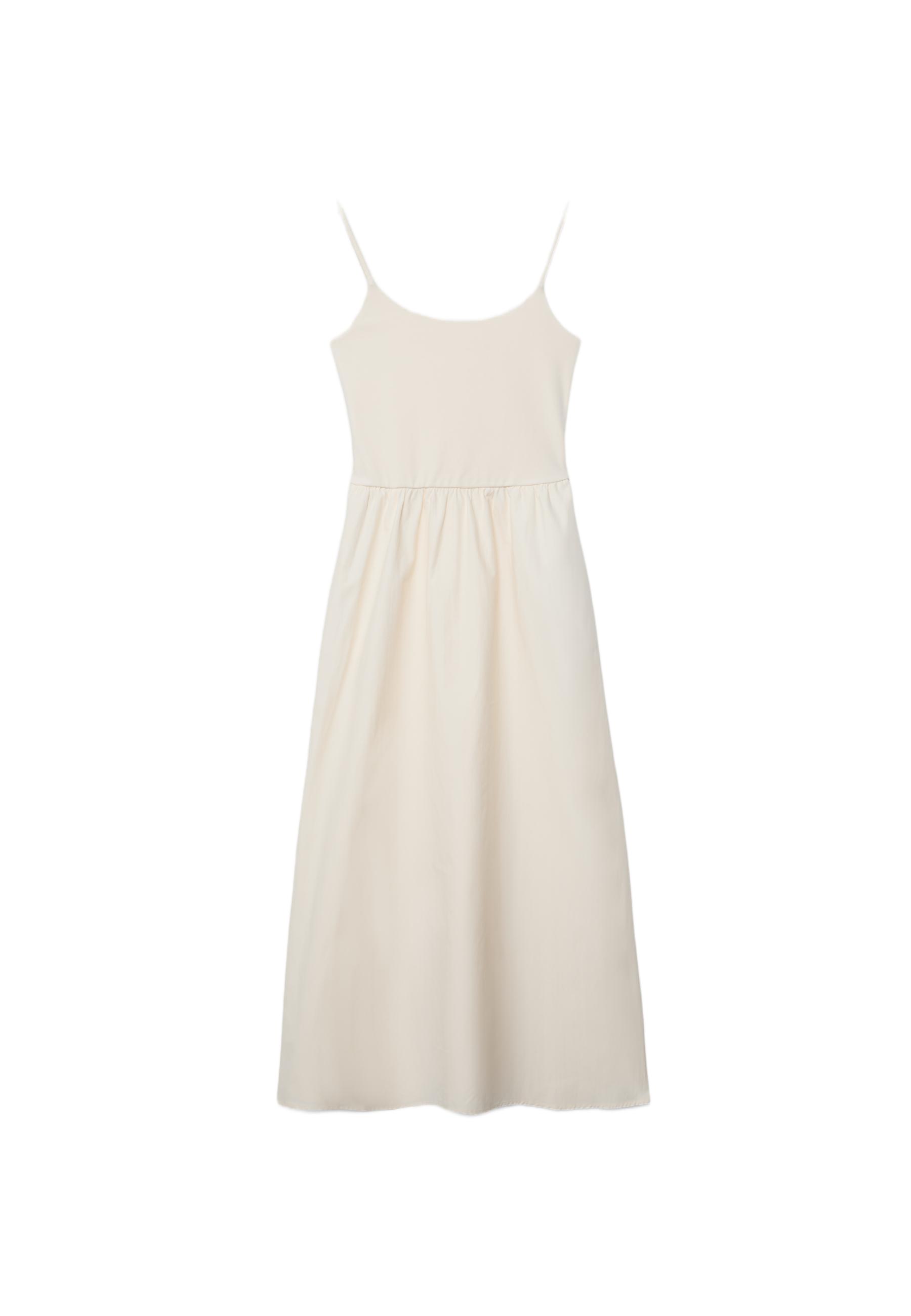 Two-material strappy midi dress — Ecru (alternate view)