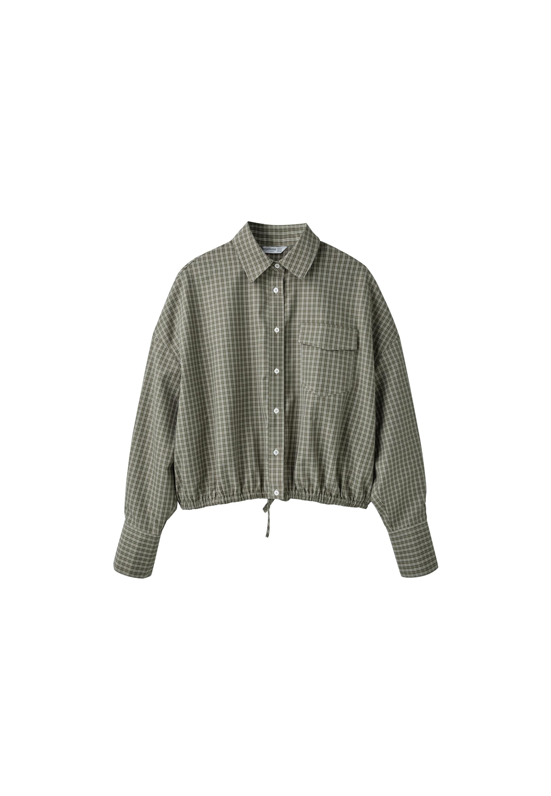 Checked balloon shirt — Khaki