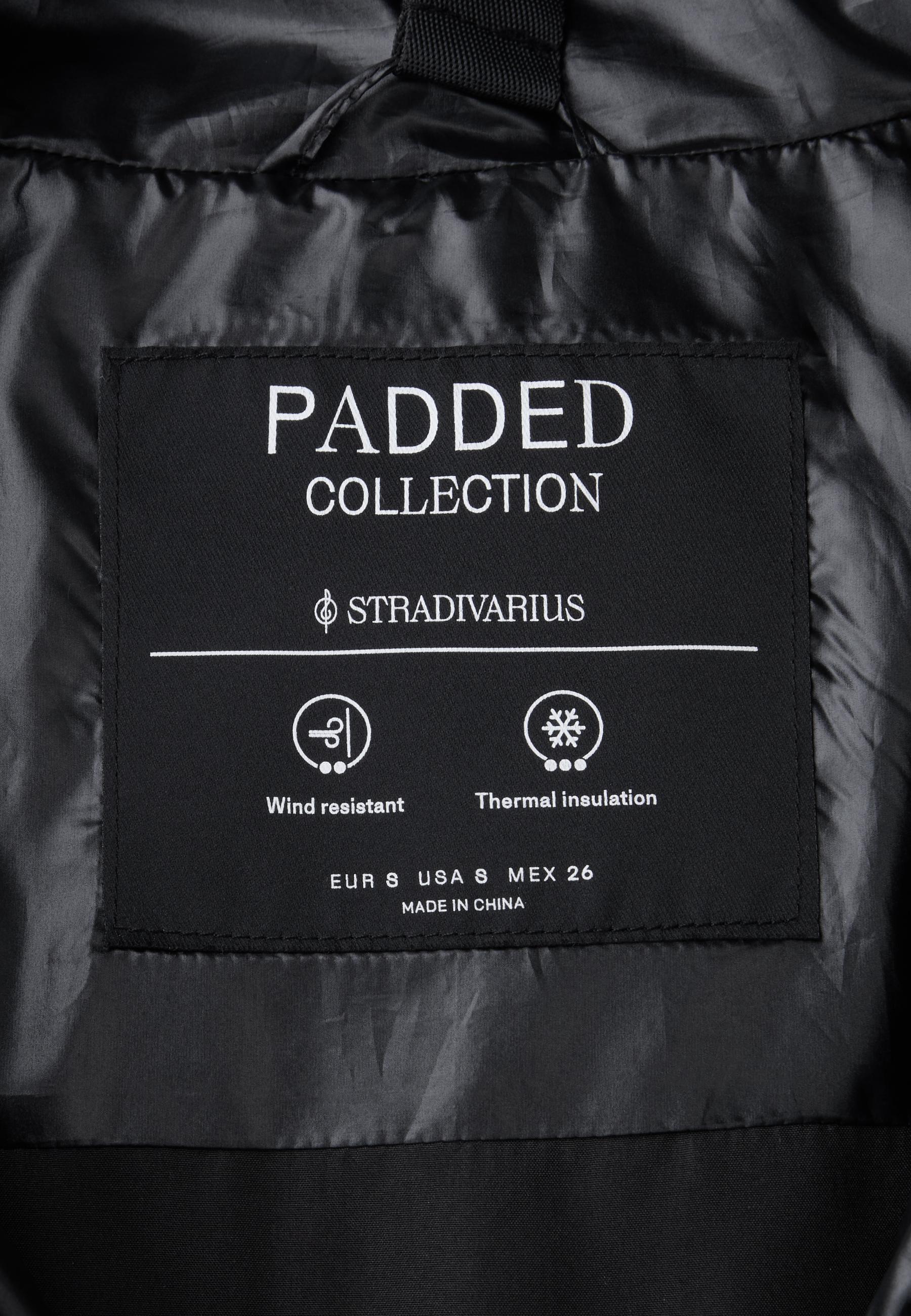 Metallic hooded puffer jacket — Black