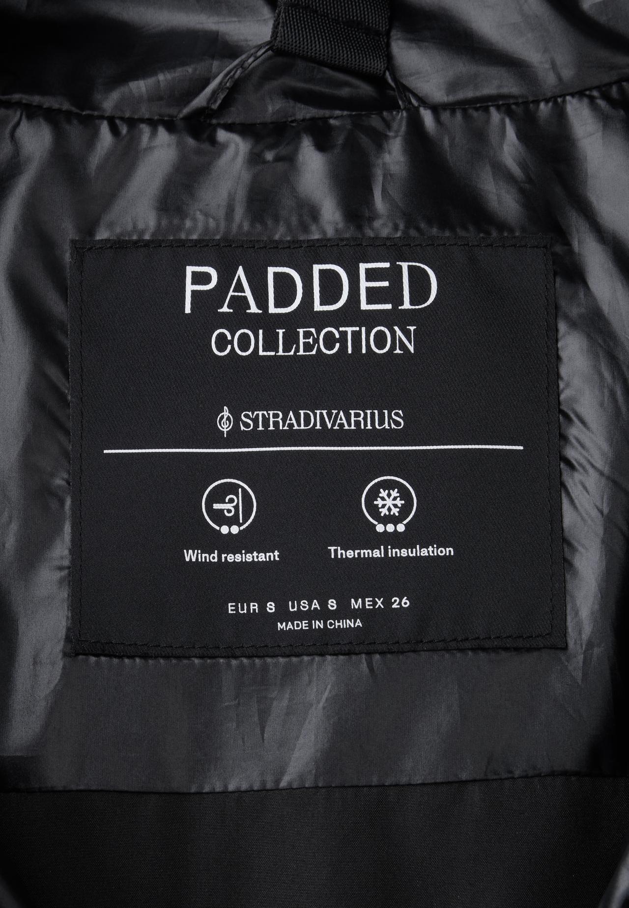 Metallic hooded puffer jacket — Black