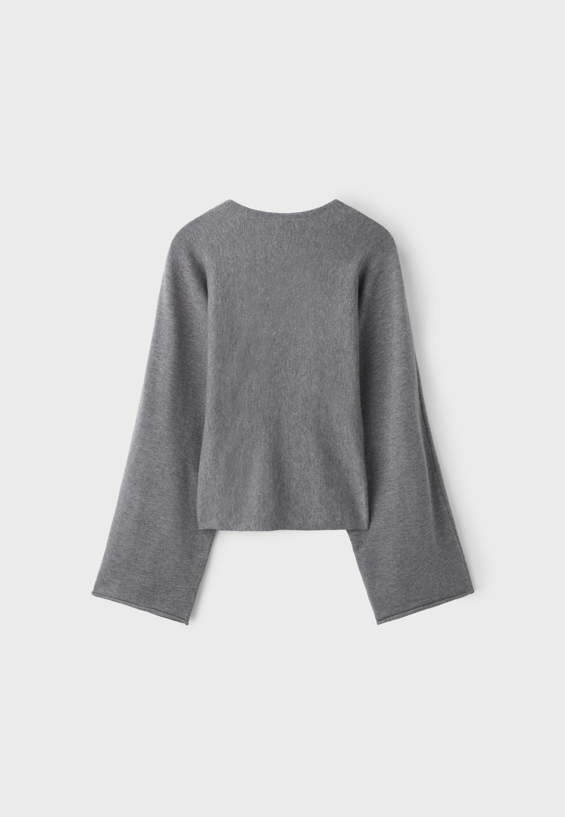 Stand collar knit jumper with kimono sleeves — Dark grey