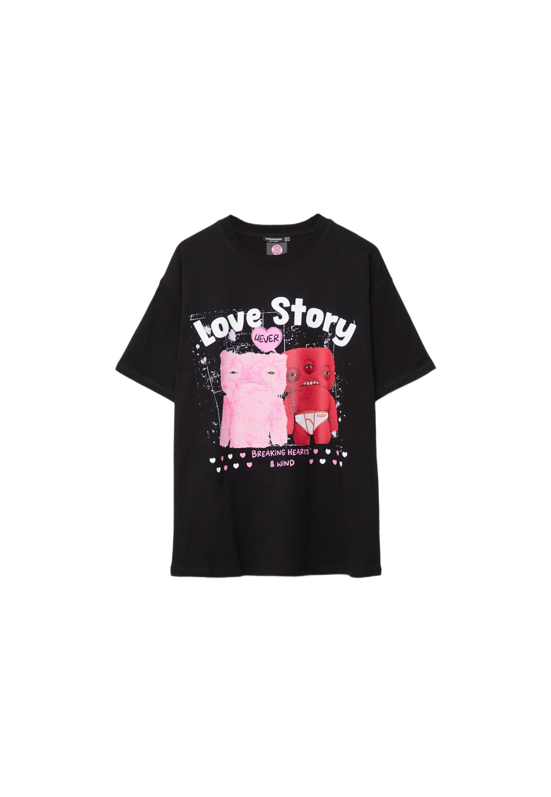 Oversize printed T-shirt — Black