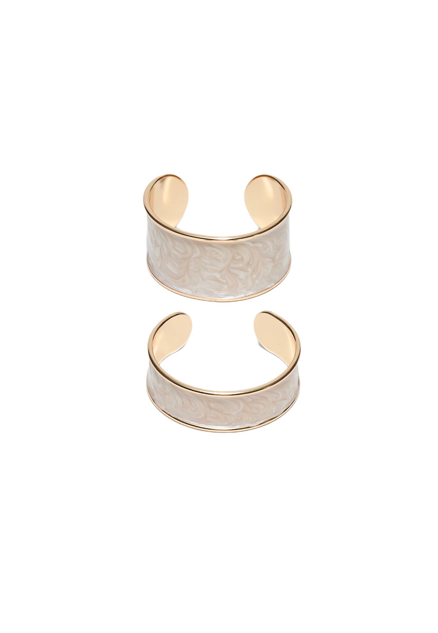 Set of 2 enamel bangles — Ecru