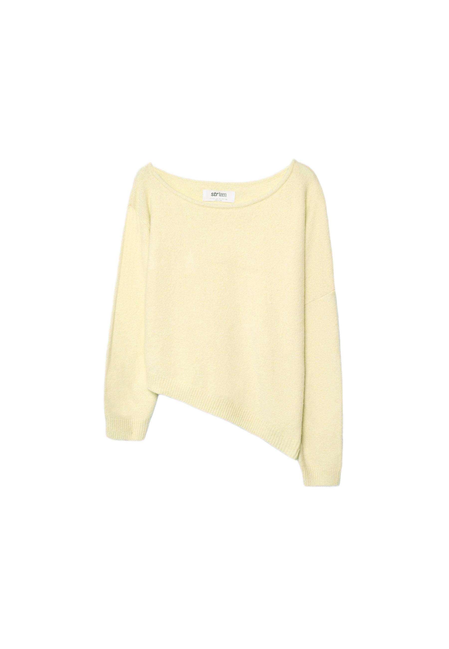 Asymmetric knit sweater — Pastel yellow