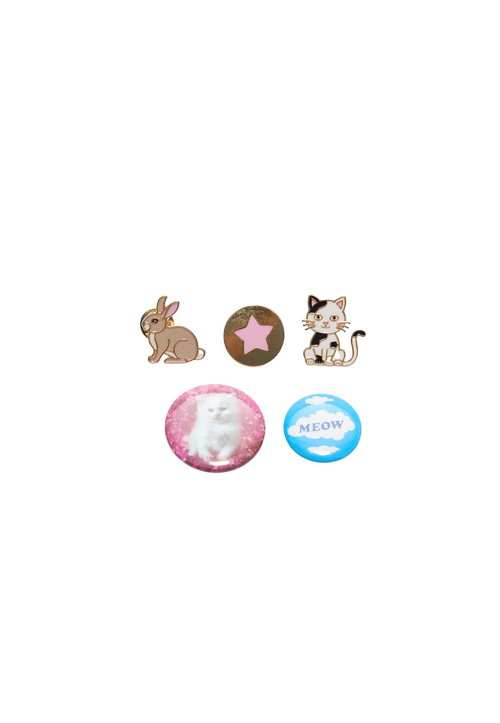 Set 5 pins combinados gatito