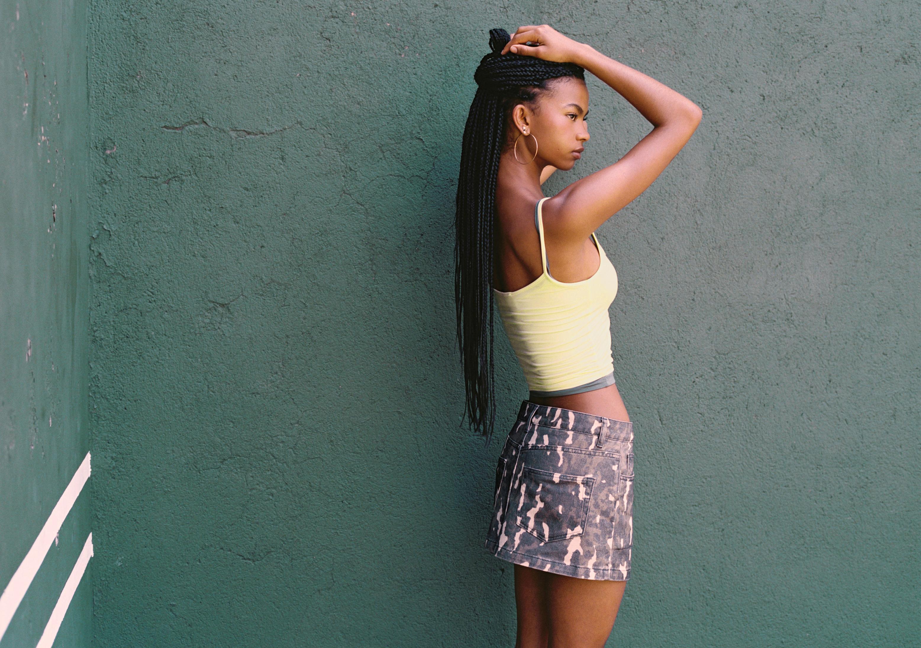 Strappy polyamide top — Pastel yellow