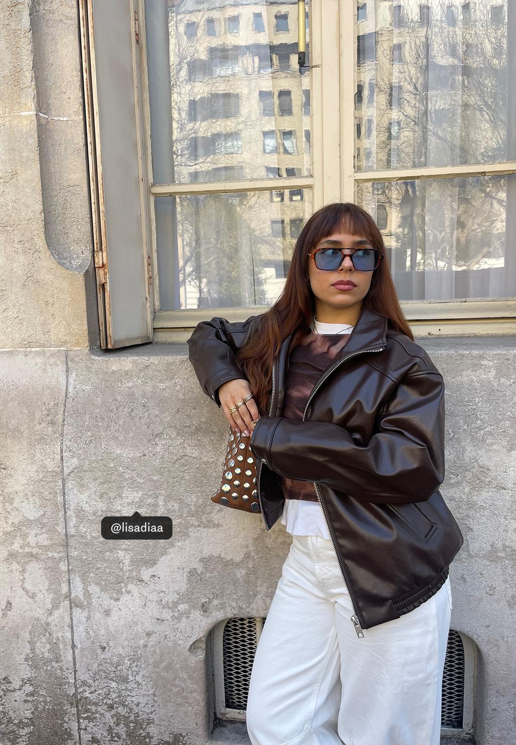 Cazadora oversize efecto piel