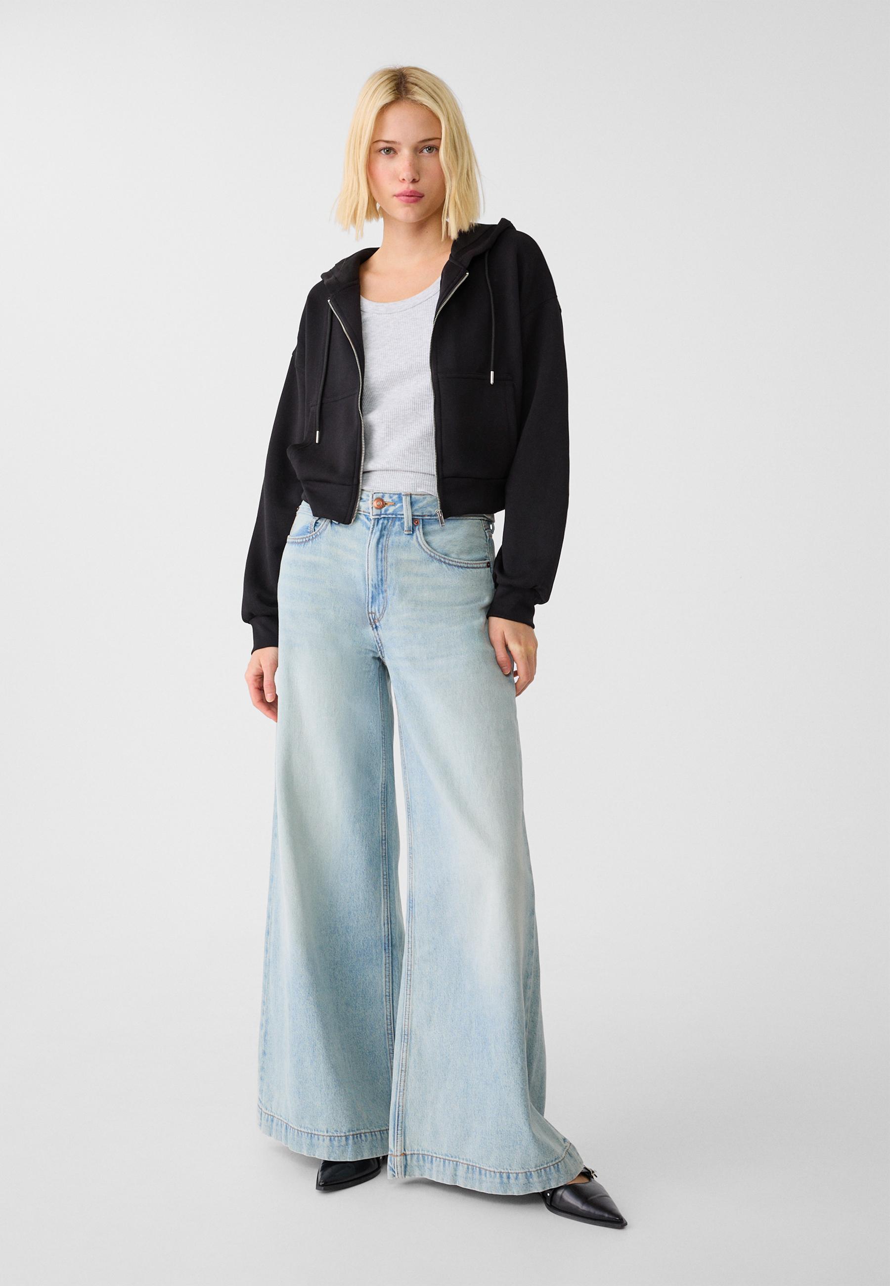 Stradivarius Yumuşak dokulu fermuarlı sweatshirt görsel 7