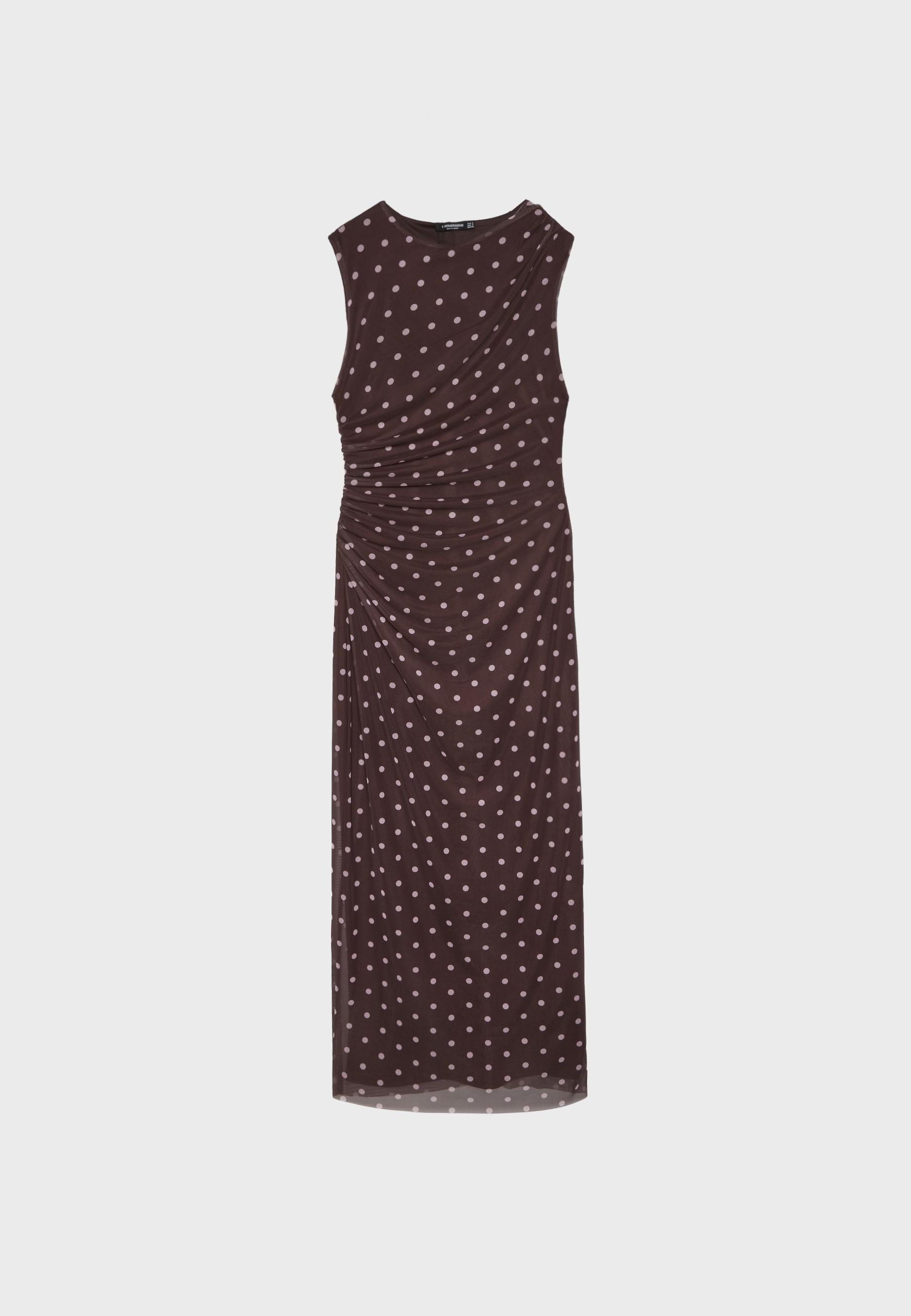 Polka dot print midi dress — Brown