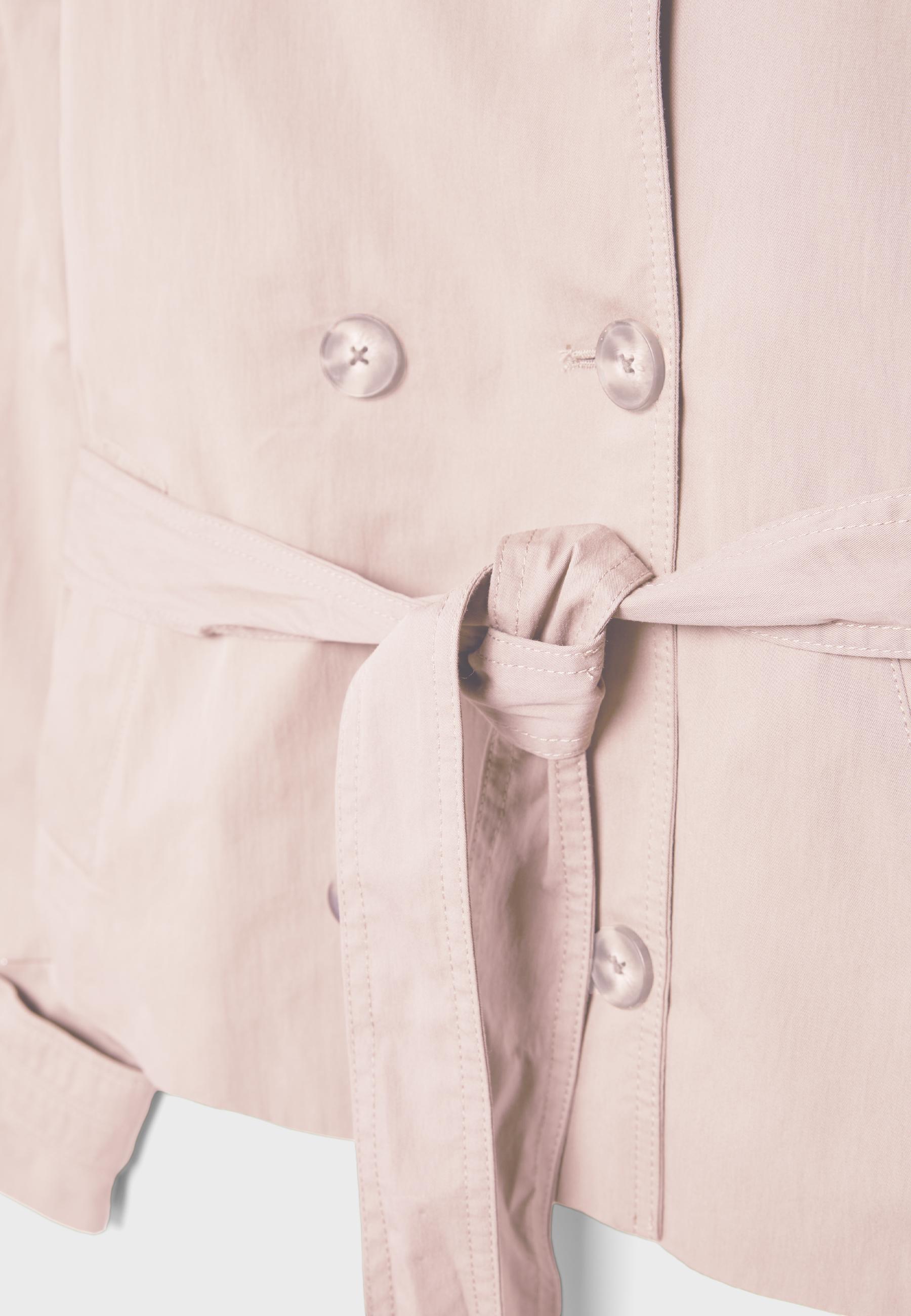 High-neck trench coat with belt — Salmon pink