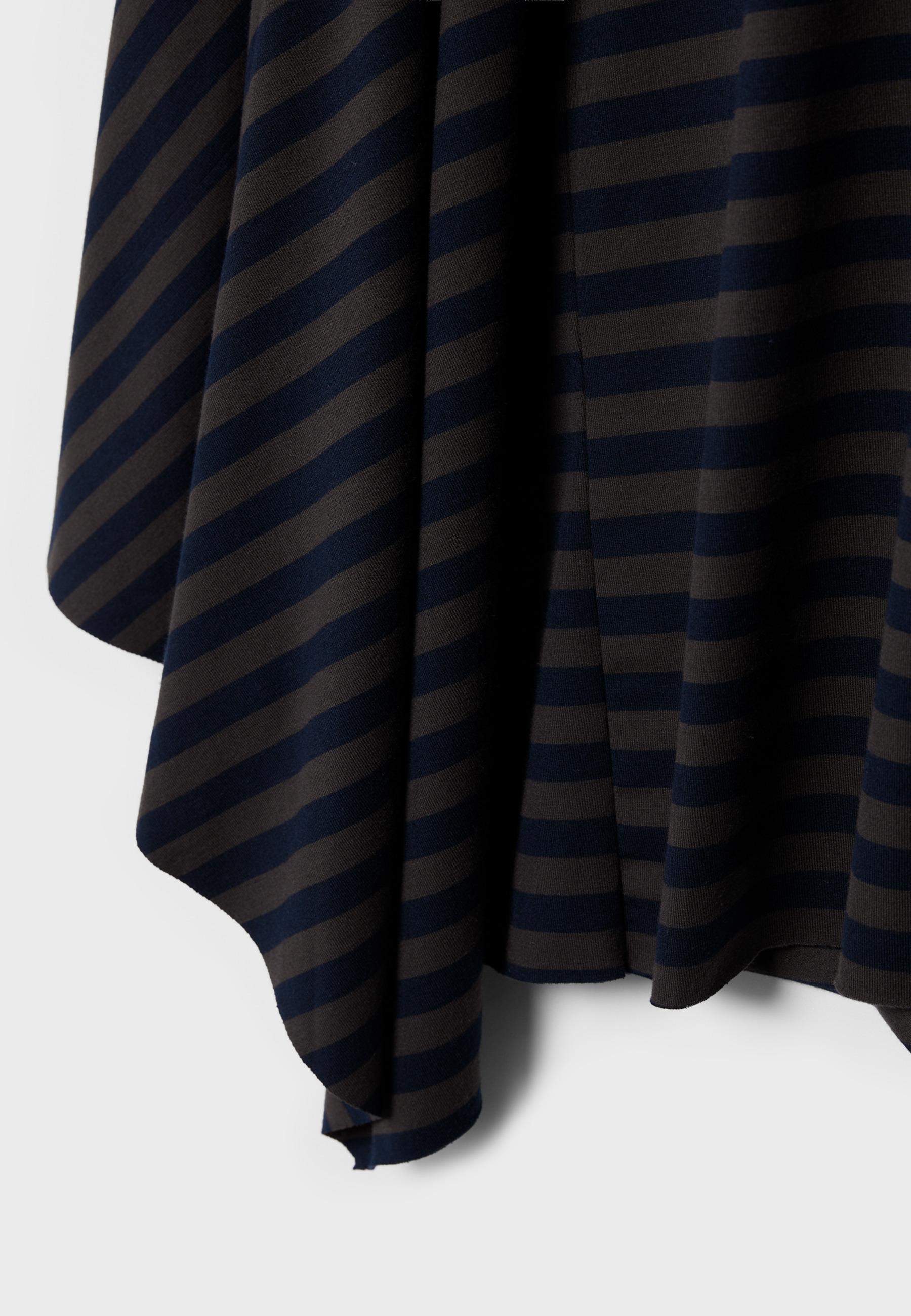 Asymmetric Striped Long Skirt — Navy blue