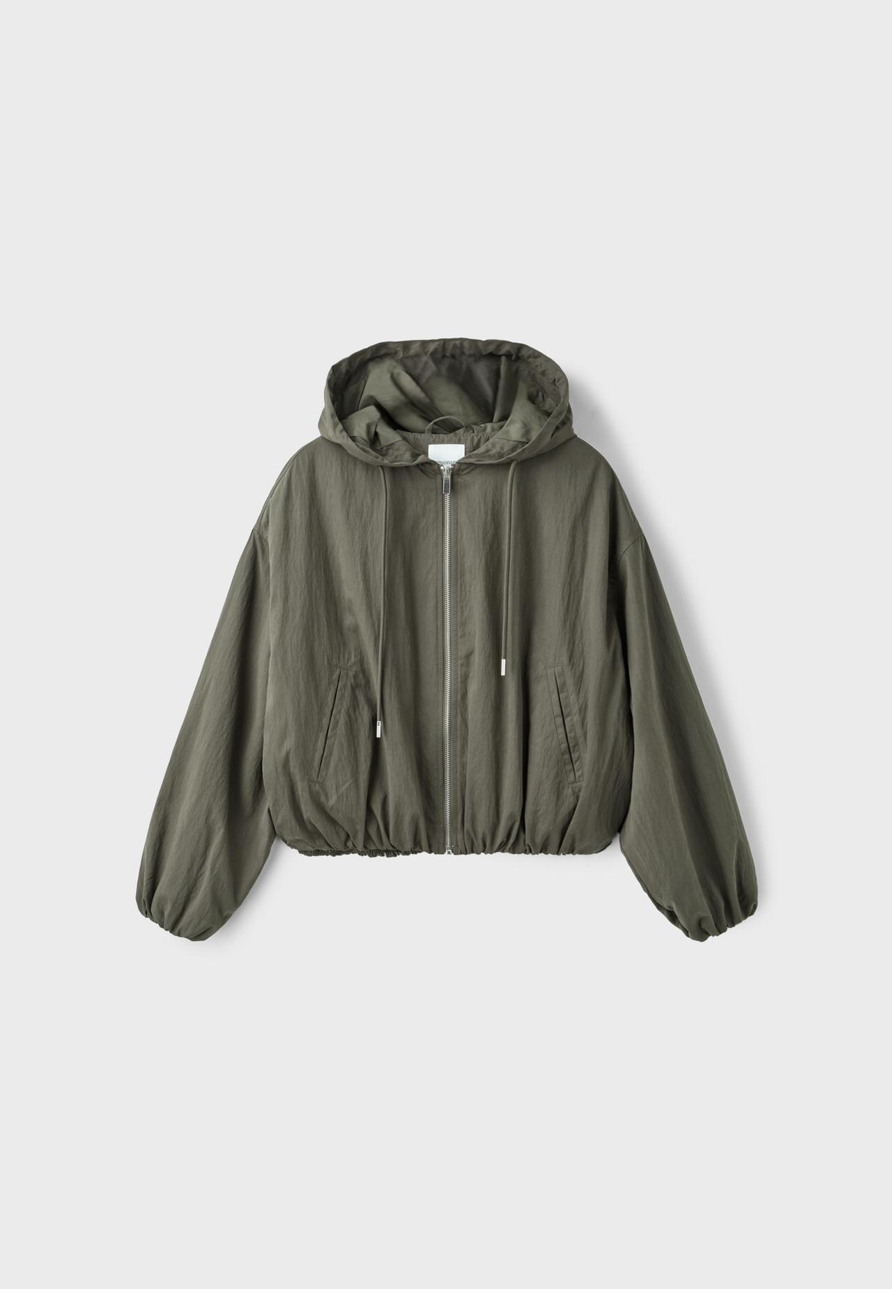 Basic nylon hood jacket — Khaki