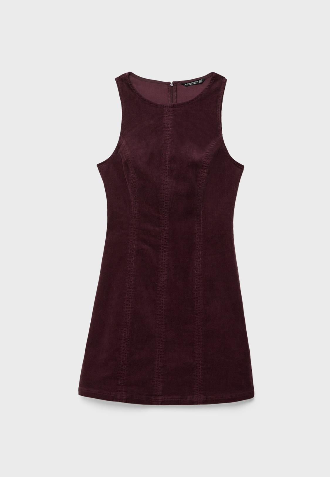 burgundy pinafore dress Burgundy Seam Detail Dress main image 1