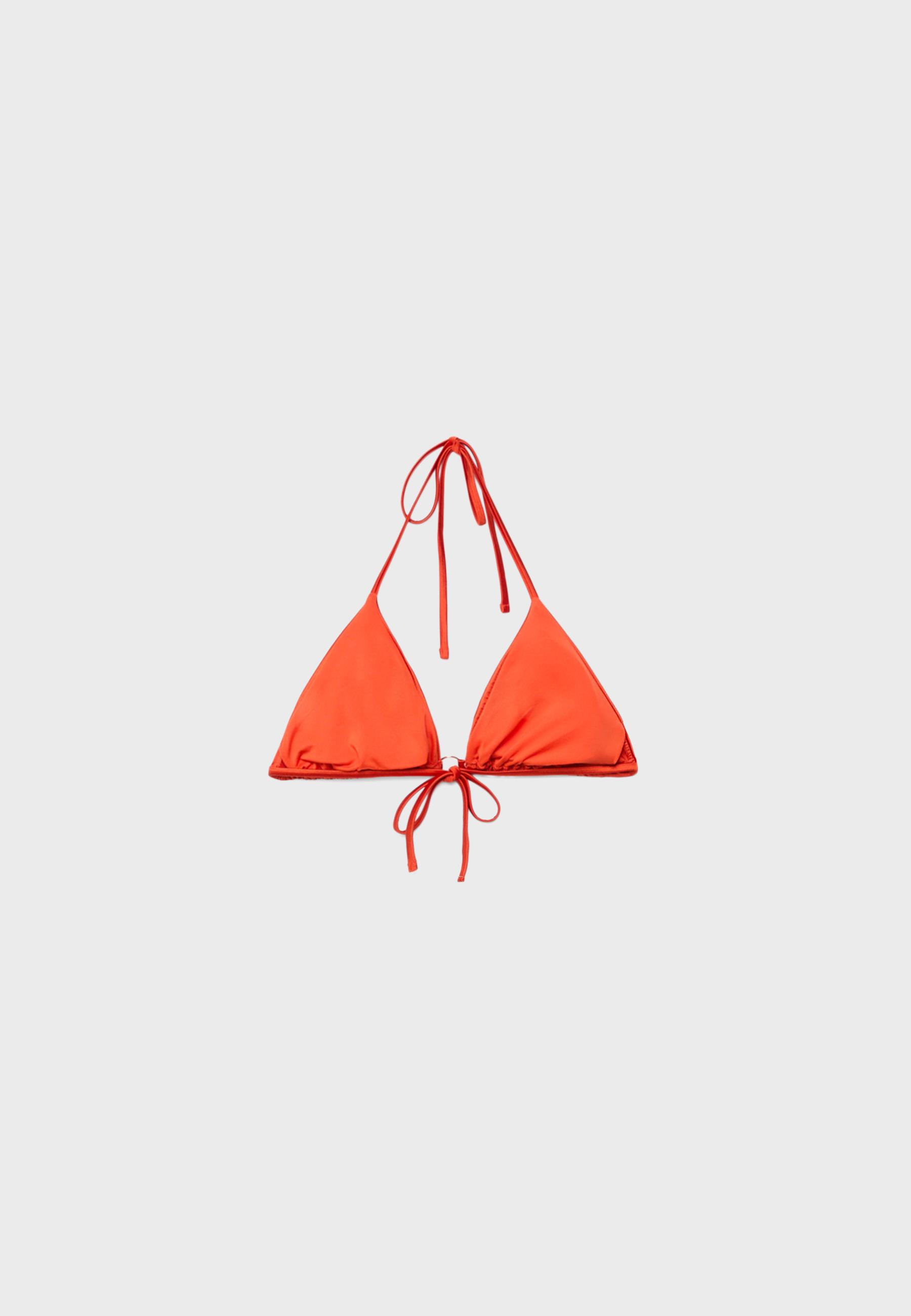 Satin triangle bikini top — Orange