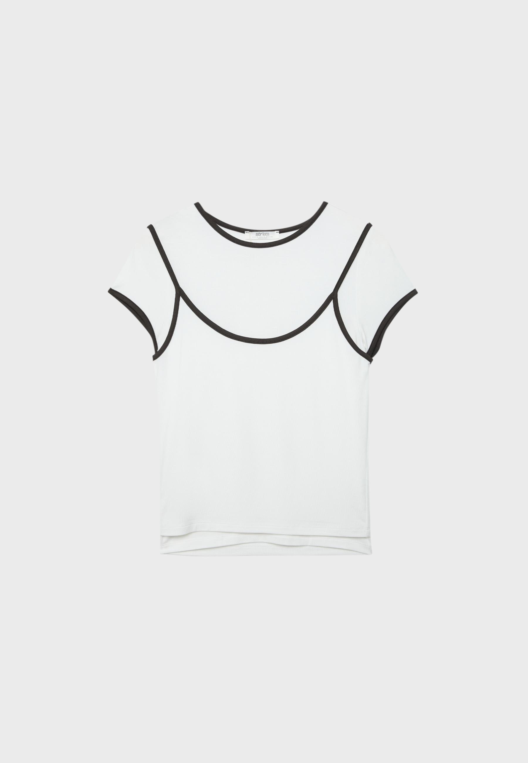 Double contrast T-shirt — Ecru