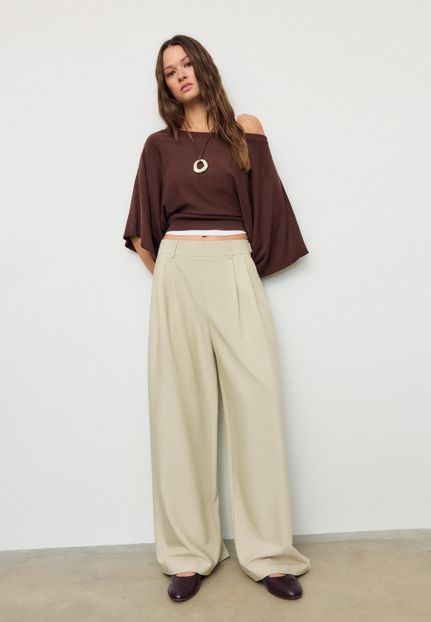 Adjustable super wide-leg trousers — Stone