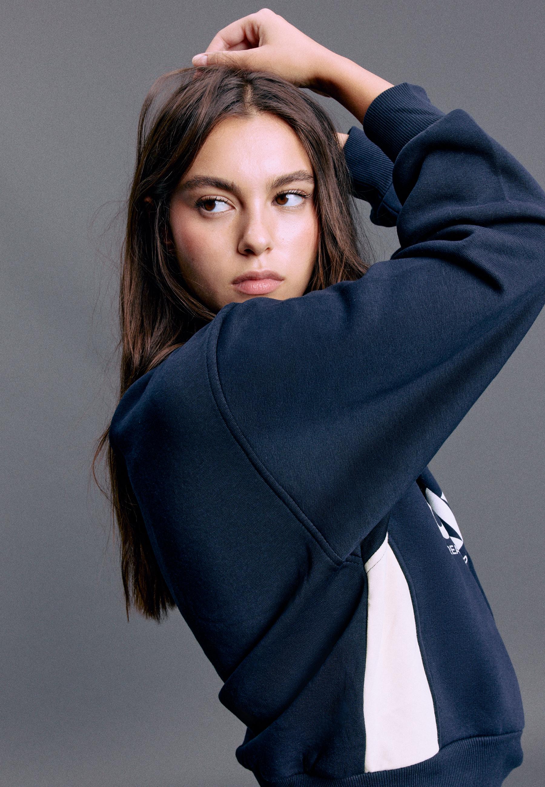 Contrast collar sweatshirt — Navy blue