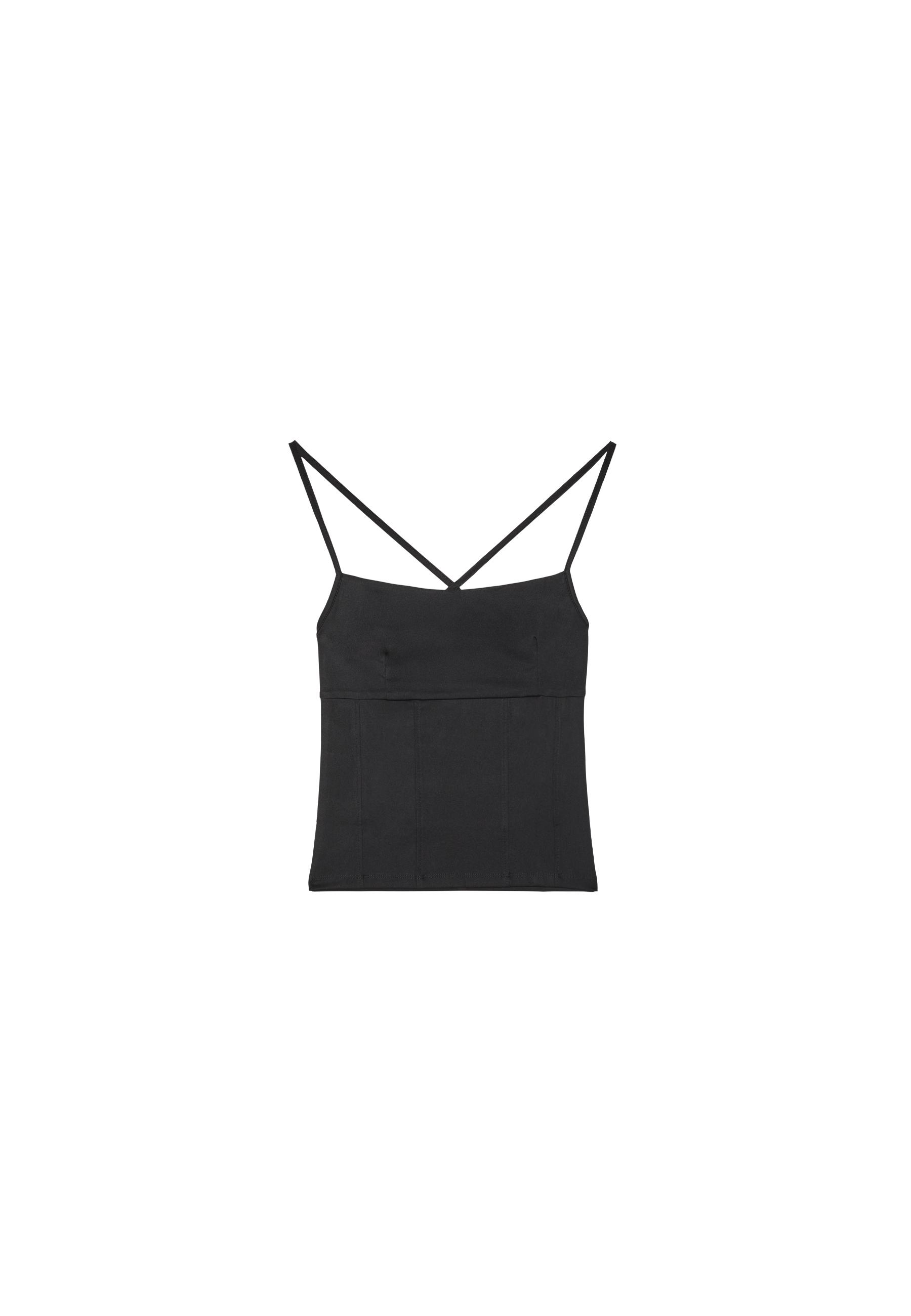 Corset-detail top — Black