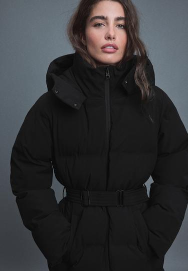 Padded coat with belt — Black 6