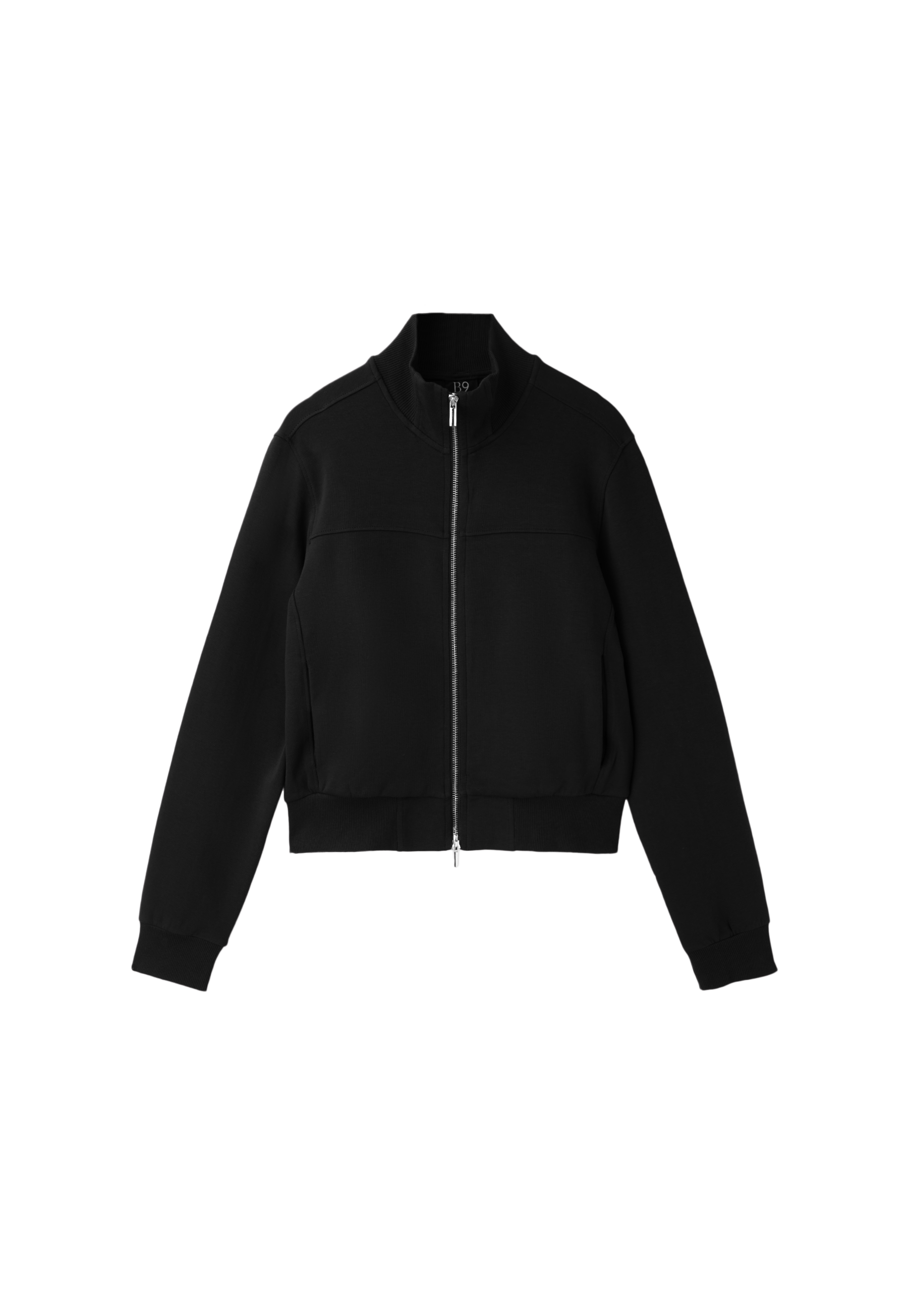 B09 Cropped High-Neck Zip-Up Sweatshirt — Black