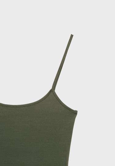 Polyamide strappy top — Khaki 9