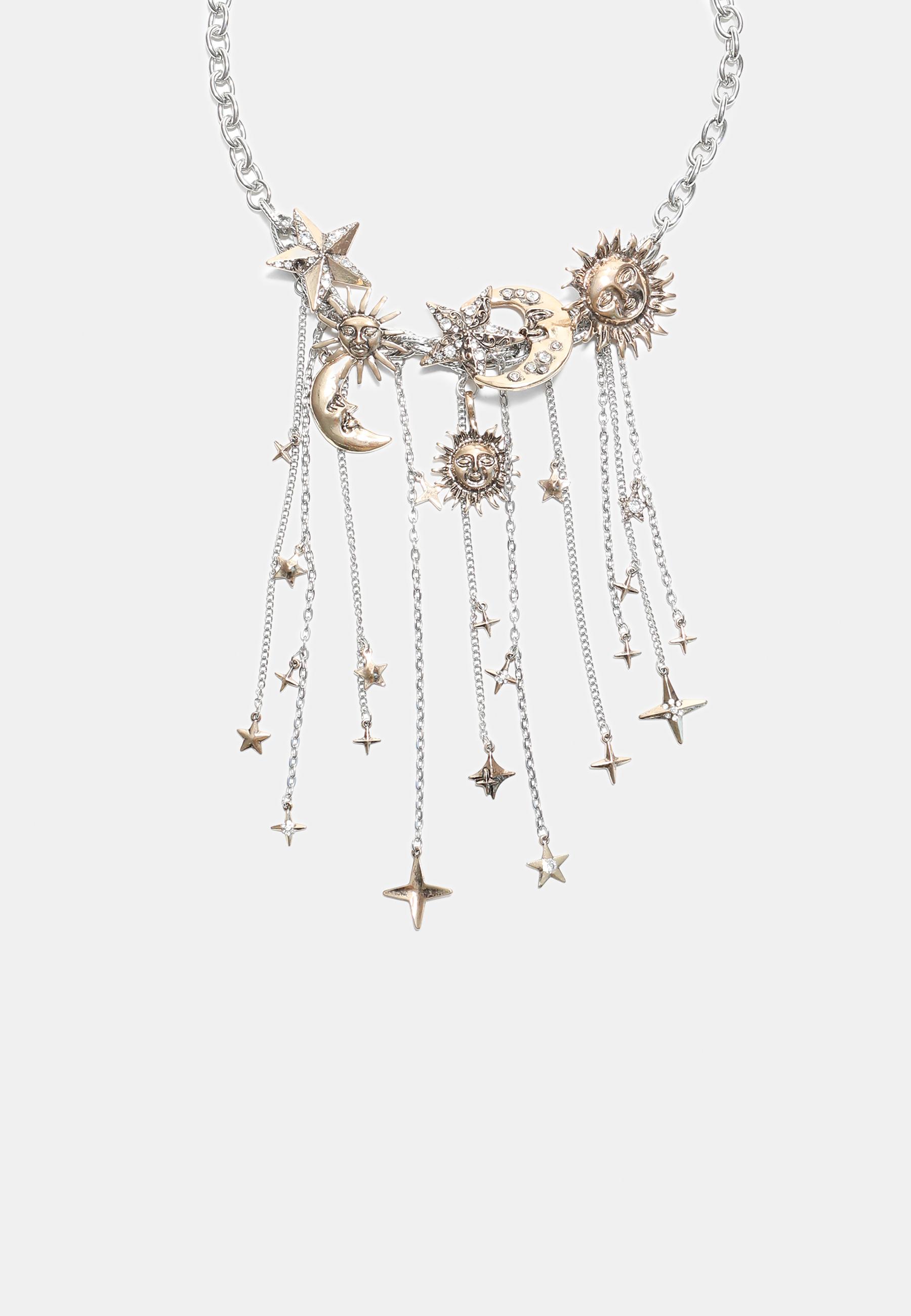 Stradivarius Ay ve yıldız figürlü çoklu charm kolye