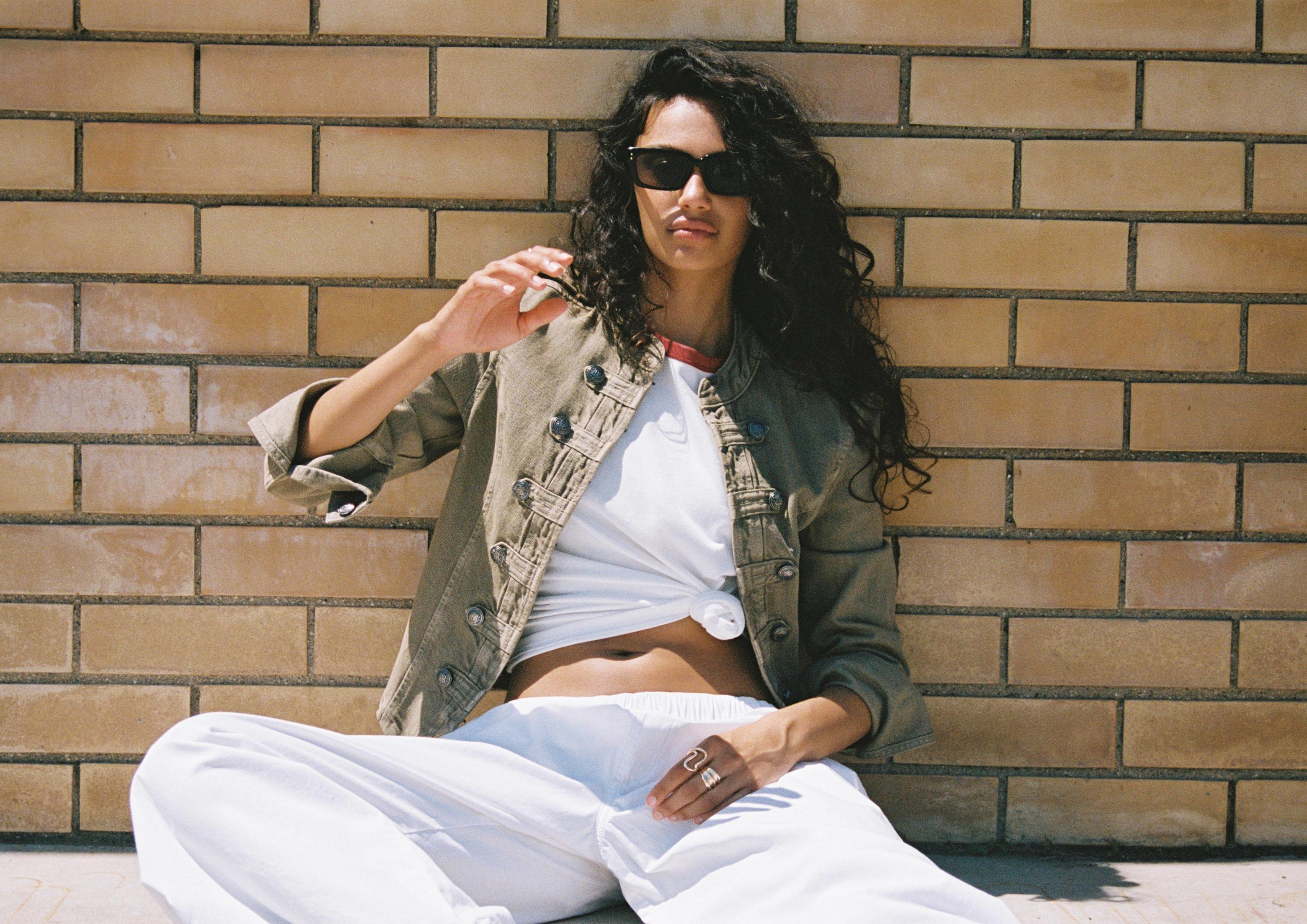 Twill button-up jacket — Khaki