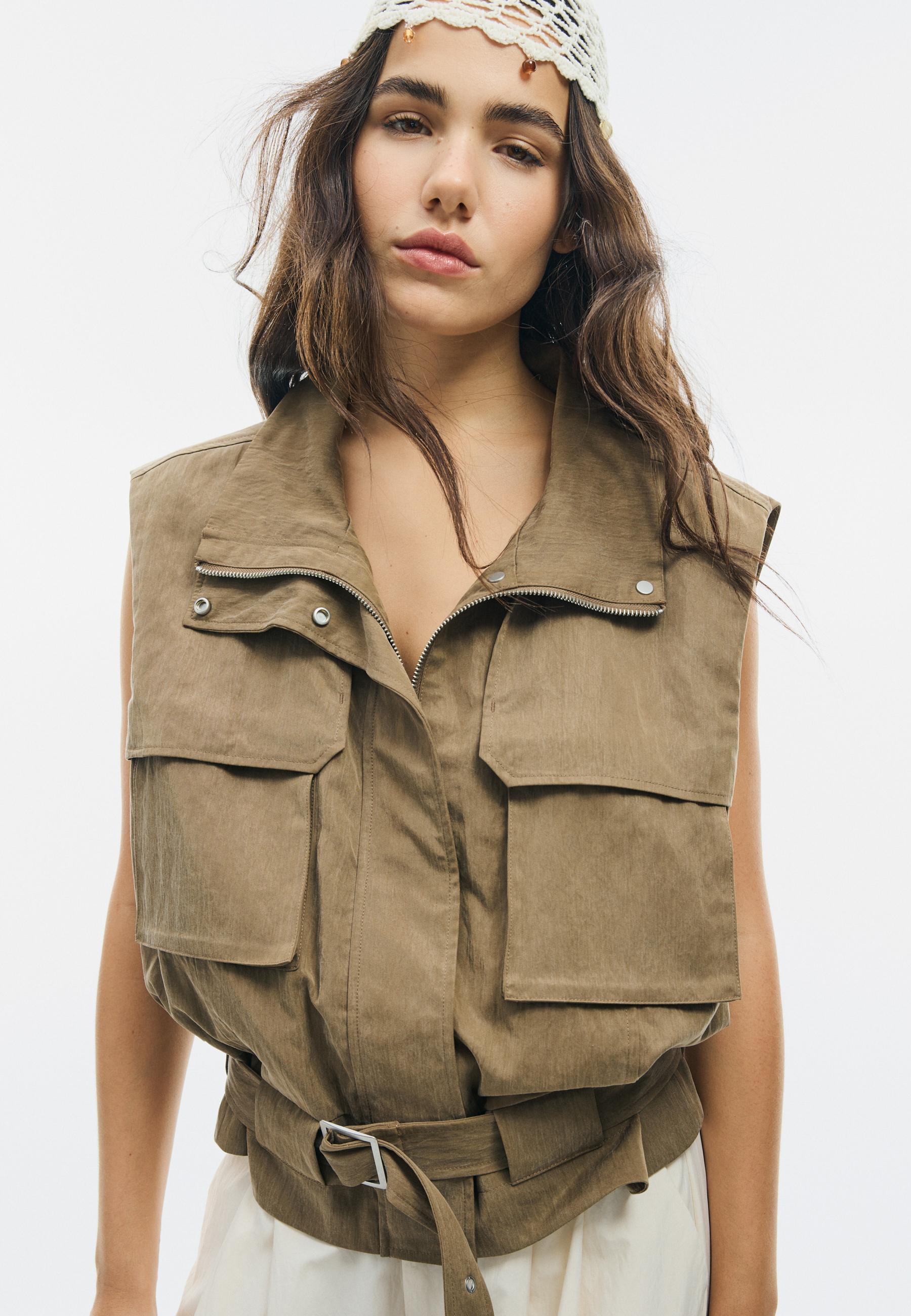 Flowing utility waistcoat — Tan