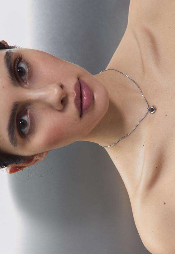 Stradivarius Set Of 2 Waterproof Star & Heart Necklaces Grey Os