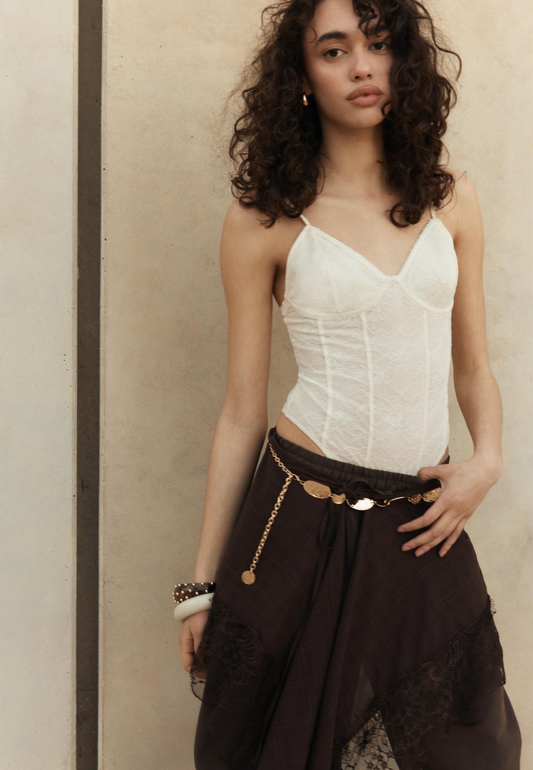 Lace strap bodysuit — Vanilla