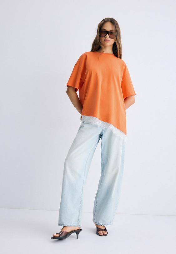 tshirt korte mouw met kanten zoom