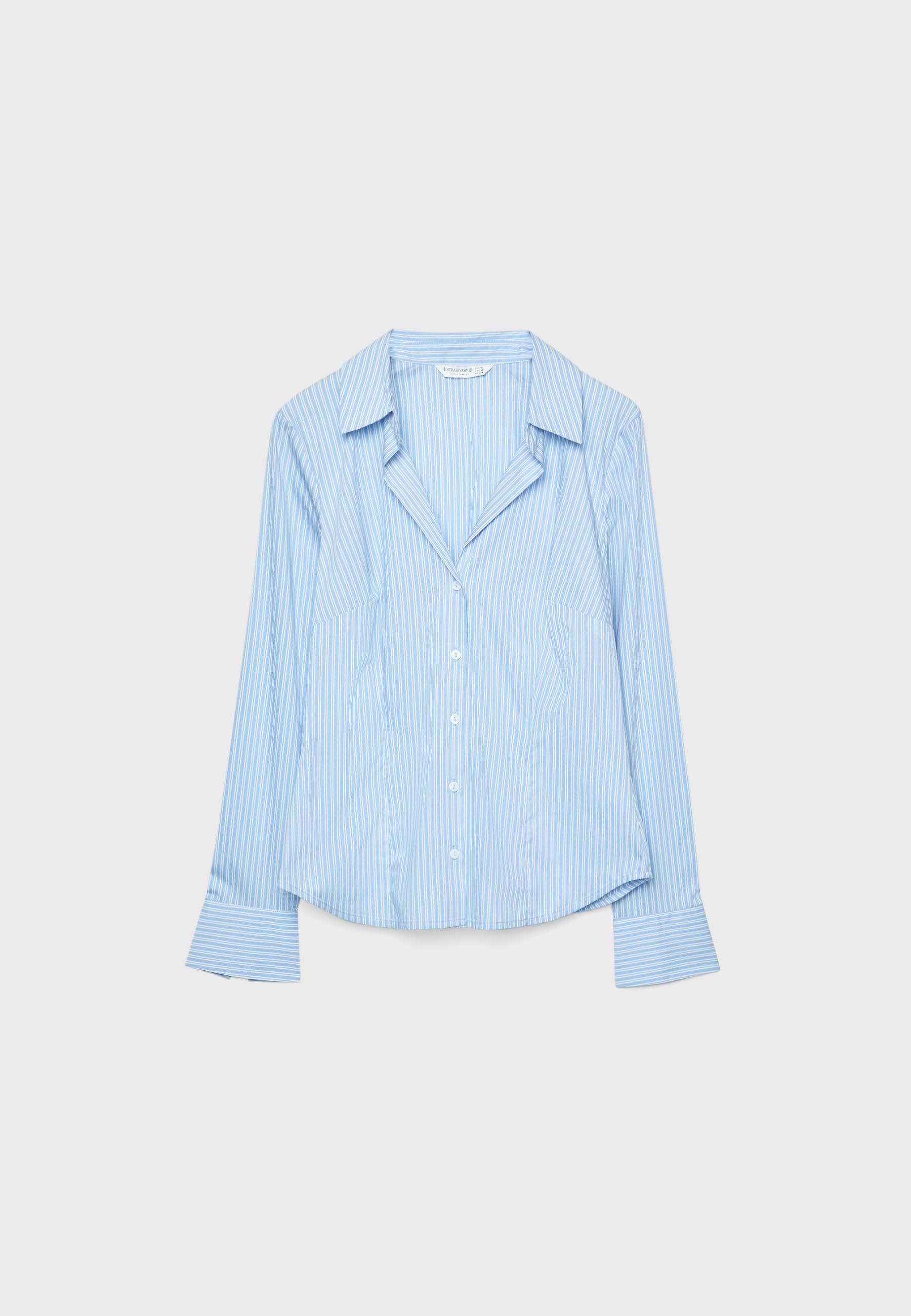 Basic striped fitted shirt — Sky blue