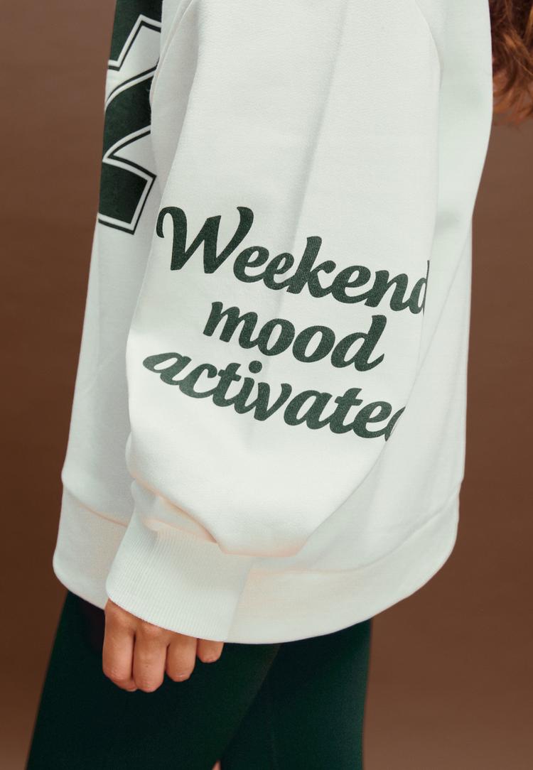 ack omuzlu baskl sweatshirt