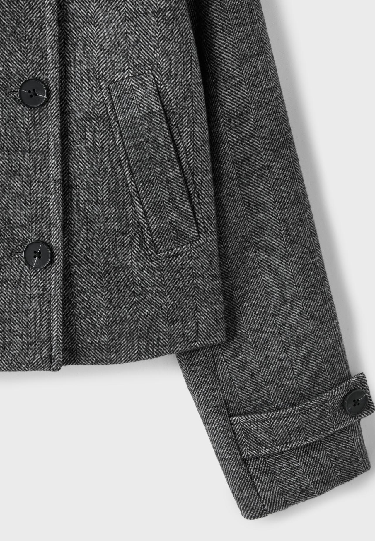High neck wool-blend jacket — Dark grey