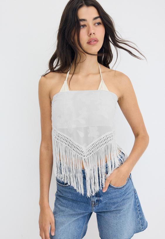 pareo fleurs franges