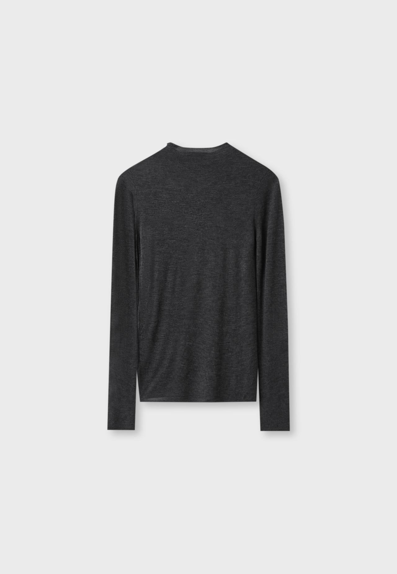 Basic wool silk mock neck jumper — Dark grey